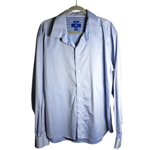 Egara Mens No Iron Button up Light Blue with Subtle Print Size XXL  100% Cotton